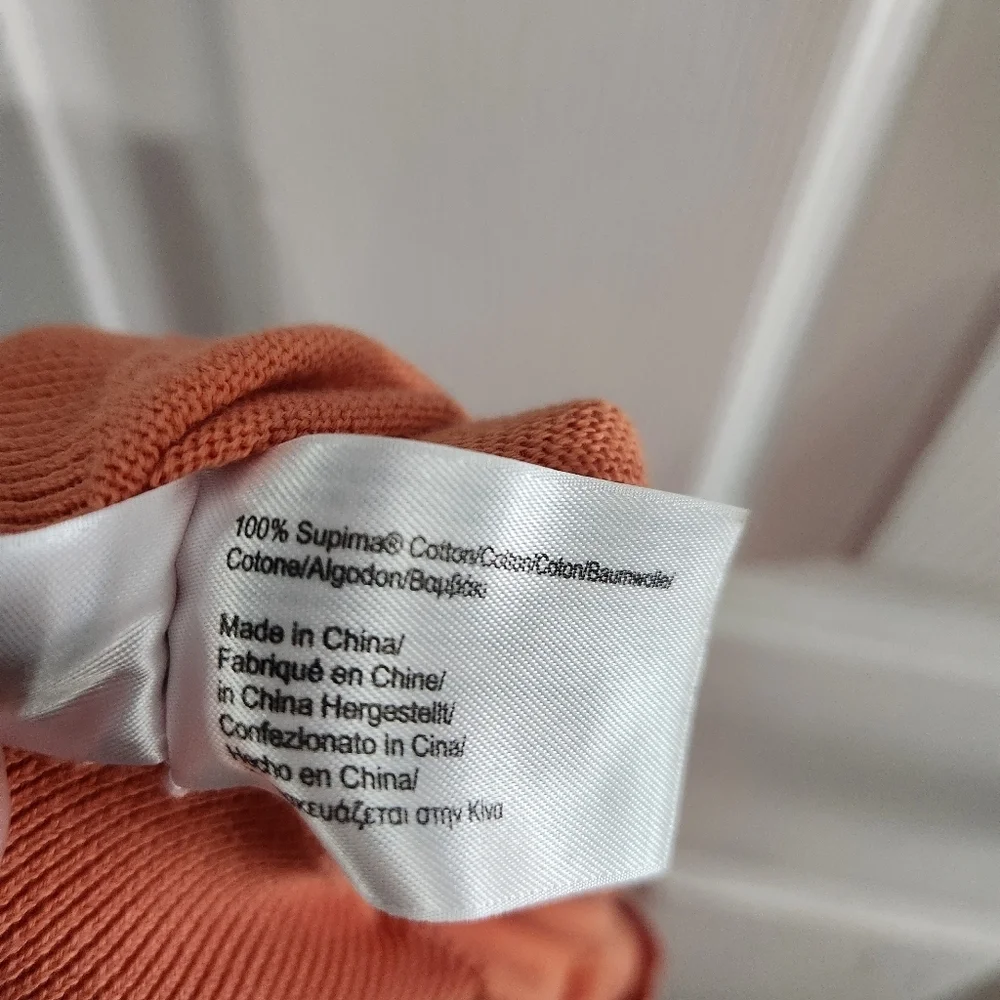 Brooks Brothers 100% supima cotton crew neck knit sweater orange preppy men LG